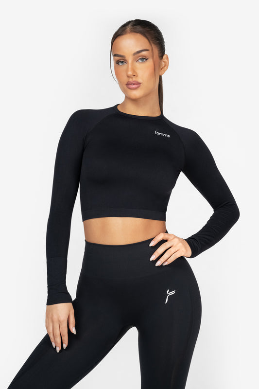 Black Ocean Crop Long Sleeve