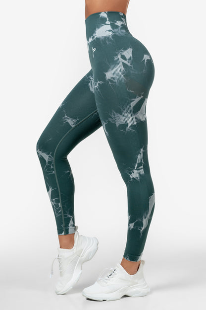 Grüne Batik-Scrunch-Leggings