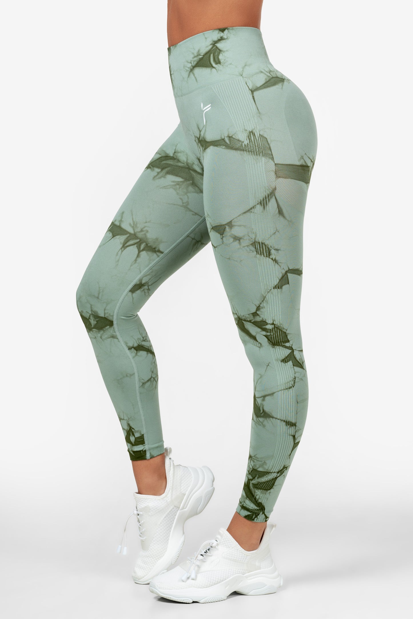 Hellgrüne Scrunch-Leggings mit Batikmuster