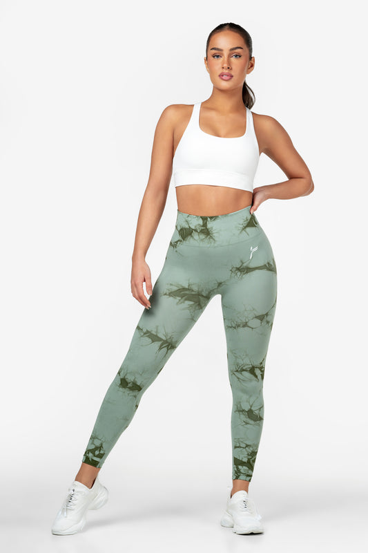 Lichtgroene tie dye scrunch legging