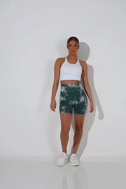 Green Tie Dye Scrunch Shorts